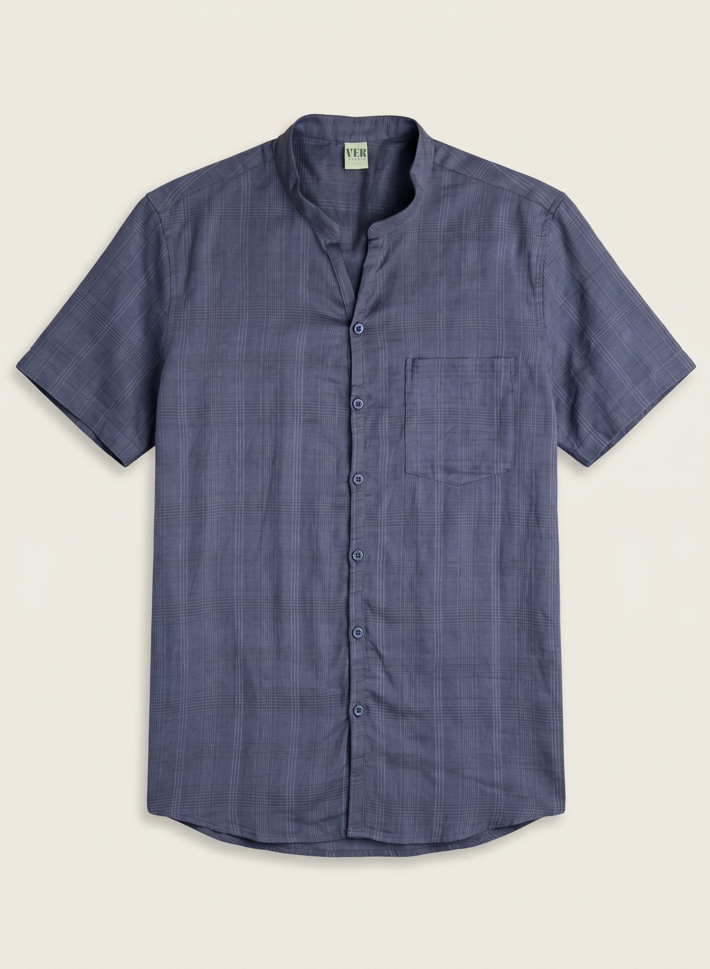 Woven Wind Shirt - Band Collar