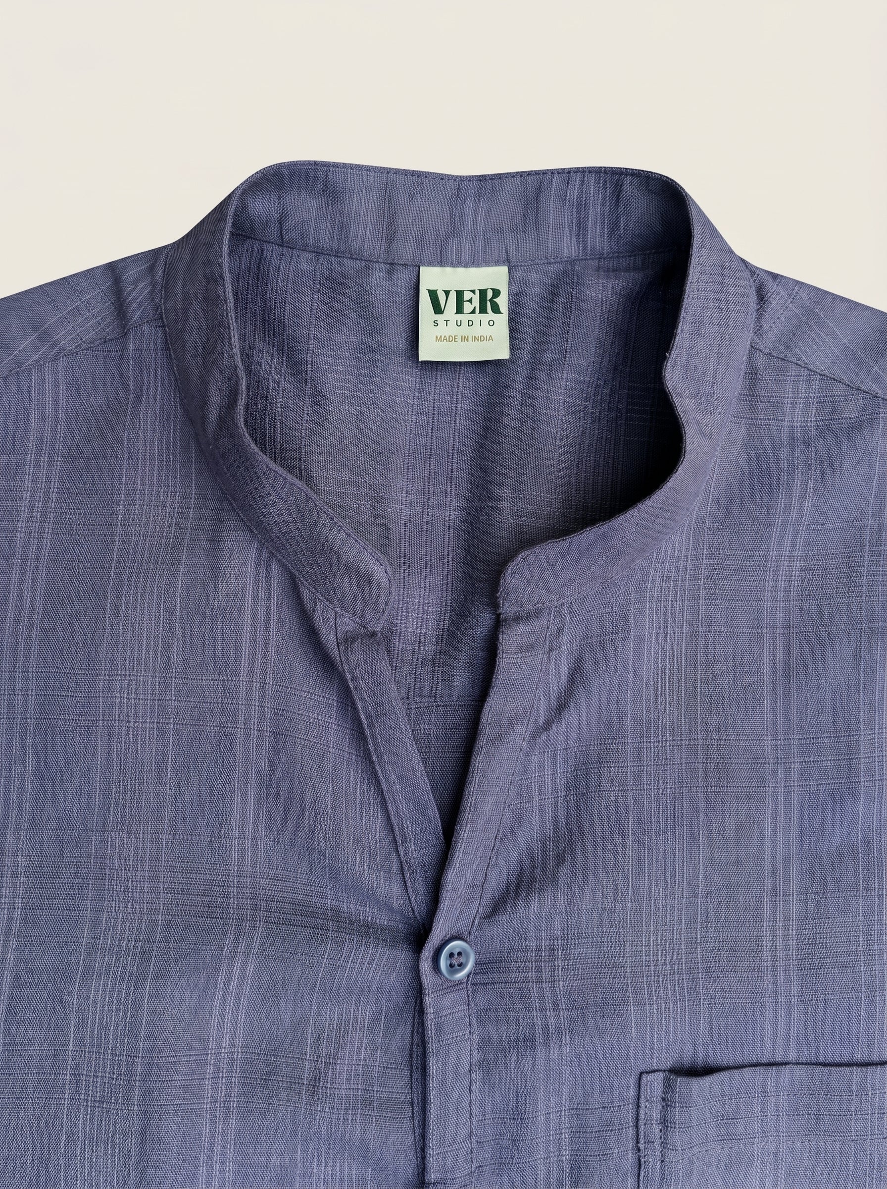 Woven Wind Shirt - Band Collar