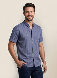 Woven Wind Shirt - Band Collar