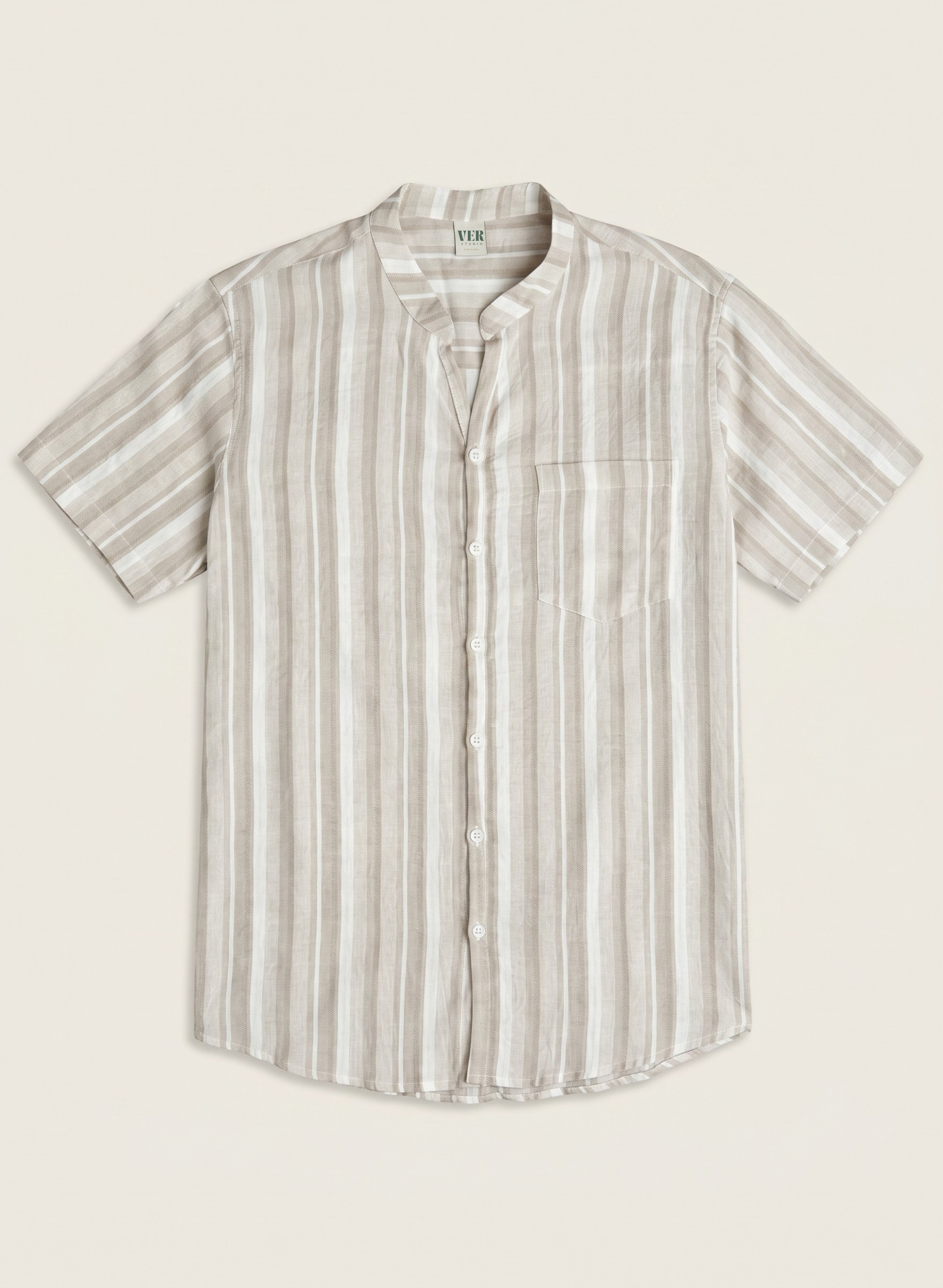 Woven Wind Shirt - Band Collar
