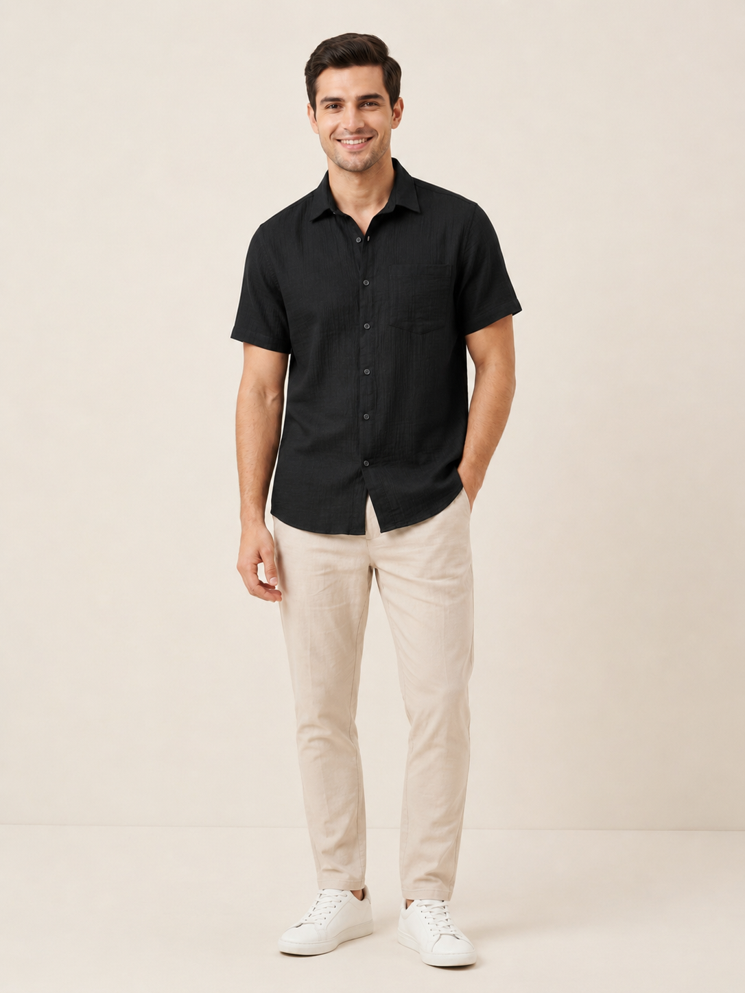 Woven Wind Shirt - Straight Collar